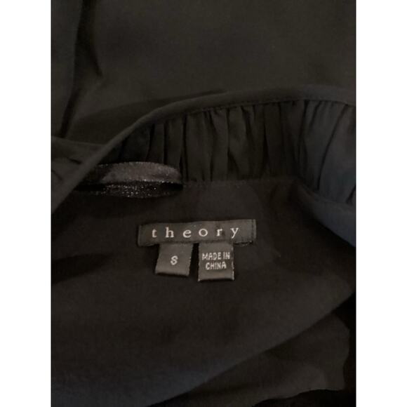 Theory Dazell Charm puff short sleeve Mini Dress Shift Scoop Neck Black Viscose - Picture 6 of 11